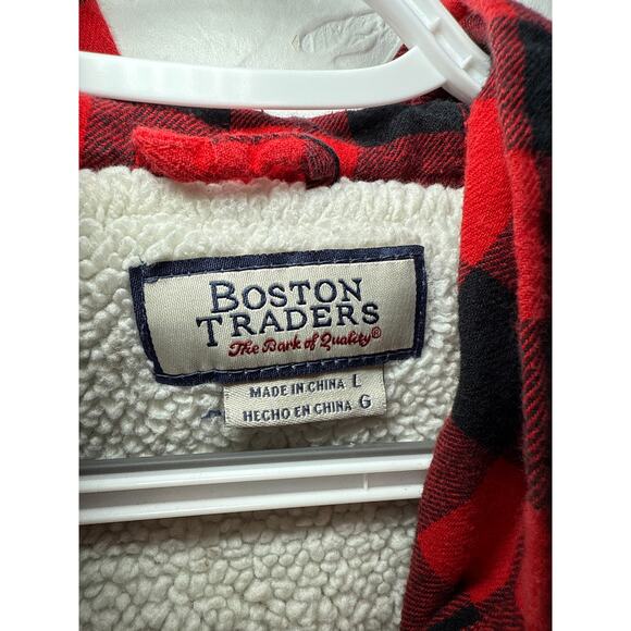Boston Traders plaid hooded sherpa lined shacket womens large chore outdoors - Picture 2 of 7